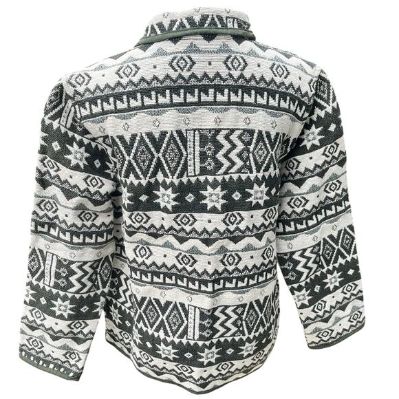 Jane Ashley womens Cotton Aztec southwestern tapestry jacket Metal buttons Sz PM - Picture 2 of 7